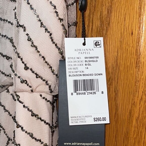 NWT Adrianna Papell Beaded Blouson Blush Pink Gown size 8 - Picture 5 of 9